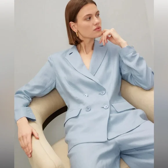 Rosetta Getty x RTR Blue Double Breasted Blazer - Picture 1 of 9